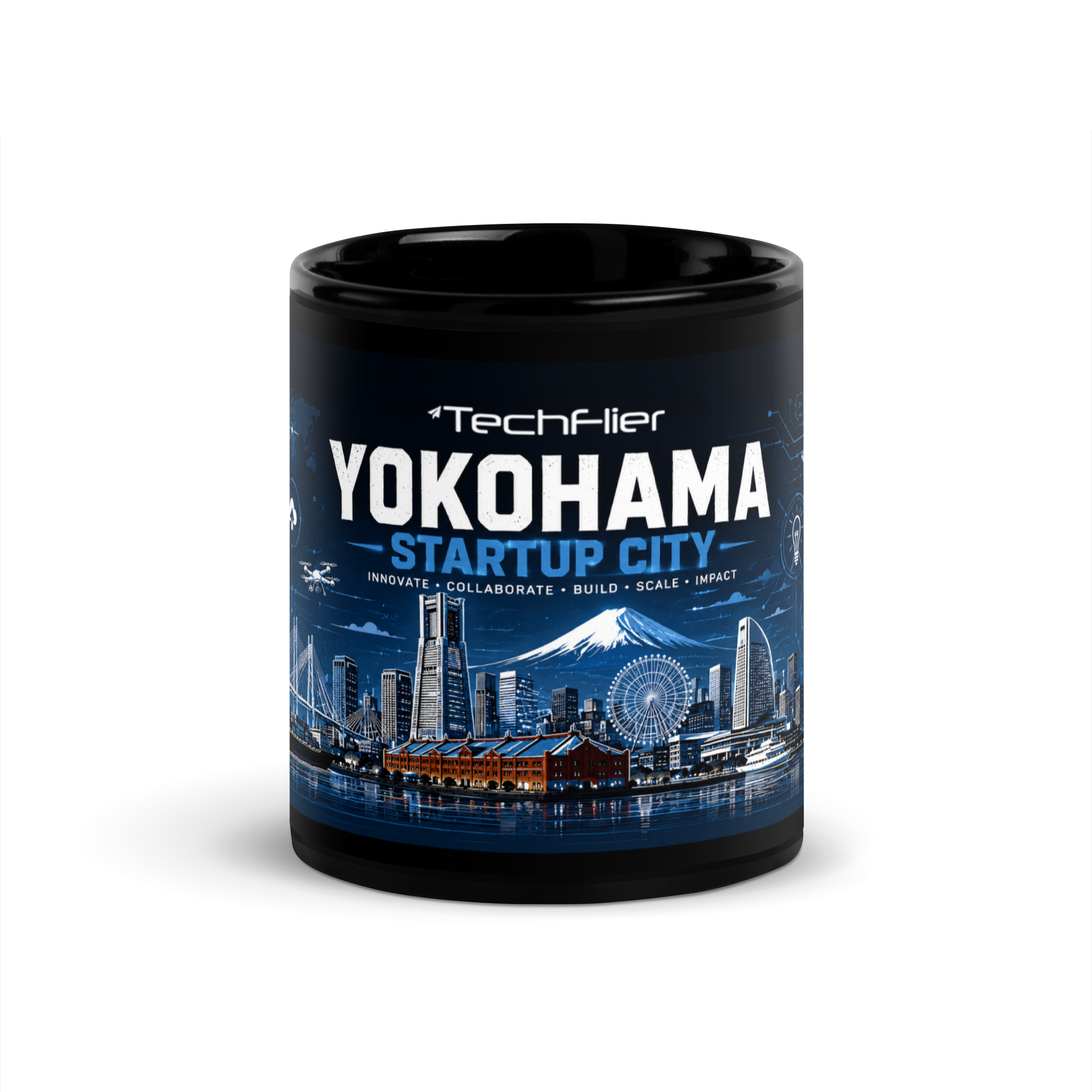 Black Glossy Mug: "Yokohama Startup City" - Image 2