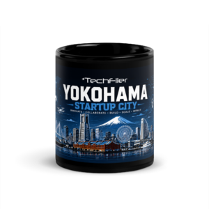 Black Glossy Mug: "Yokohama Startup City"