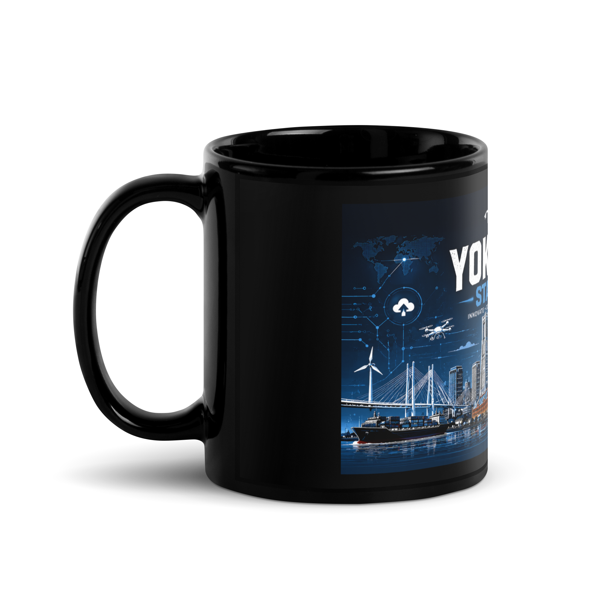 Black Glossy Mug: "Yokohama Startup City" - Image 3