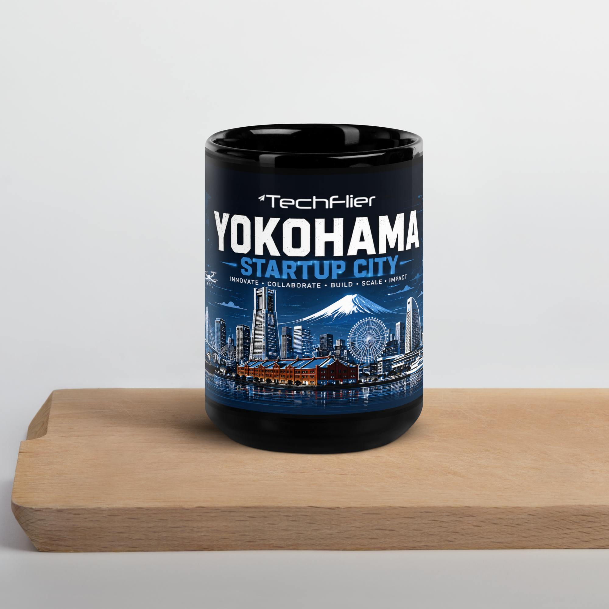 Black Glossy Mug: "Yokohama Startup City" - Image 4