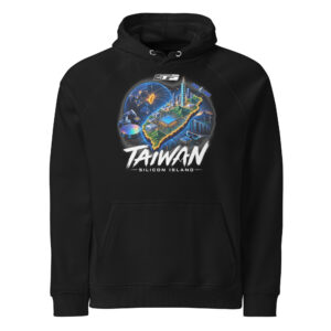 Unisex eco raglan hoodie: "Taiwan, Silicon Island"